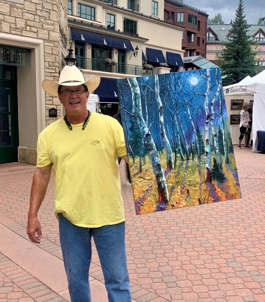 7th day HOLIDAY DEAL: "Forever Starlight" 30 x 24 original oil on canvas. Price reduced and includes 2 day shipping from The Sportsman's Gallery in Beaver Creek, Colorado.