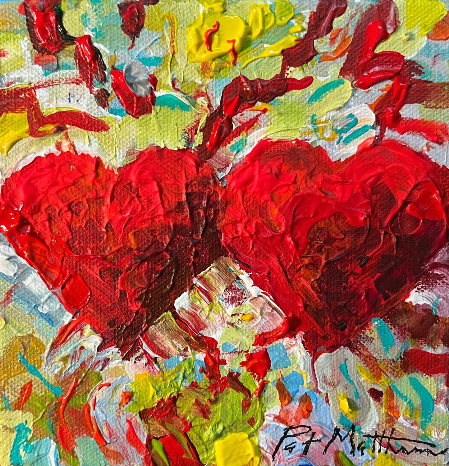 "Hand in Hand" 6" x 6" original Acrylic on canvas