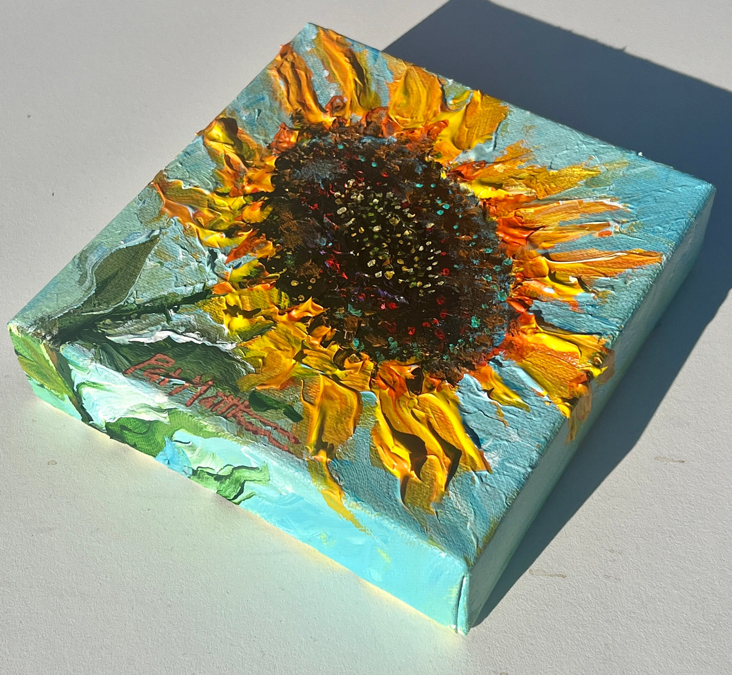 "Good Morning World" 6" x 6" Acrylic on canvas (Free Shipping)