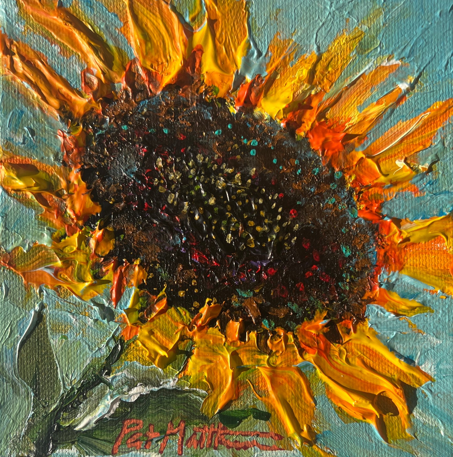 "Good Morning World" 6" x 6" Acrylic on canvas (Free Shipping)