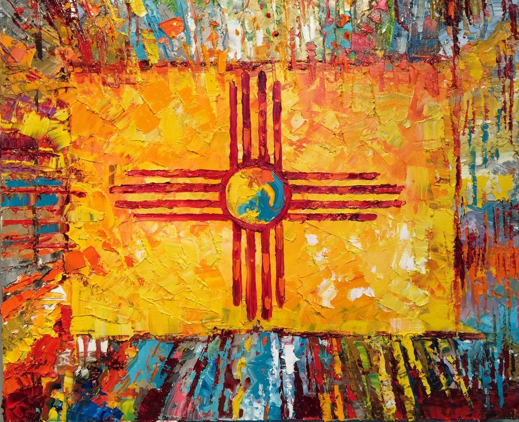 "Land of Enchantment" New Mexico Flag print on canvas 24" x 30"