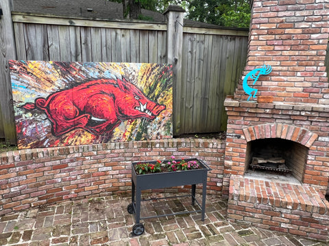 Put out some serious Razorback Pride this year! "Seeing Red" 3 panel Triptych:  48" tall x 90" wide: Each panel is 48" tall x 30" wide.