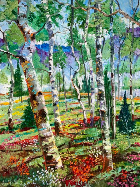 "The Aspen Grove in Spring" 40" x 30" Oil on Canvas