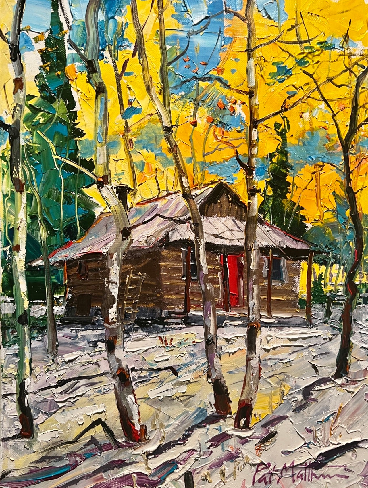 8th day HOLIDAY DEAL: "Durango Cabin" 16 x 12 Original oil on canvas. Includes frame and free two-day shipping