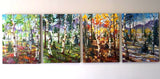 ".. "The Evolving West": Four Seasons in the Aspen Grove... Spring, Summer, Fall and Winter each on 40" x 30" Stretched Canvas