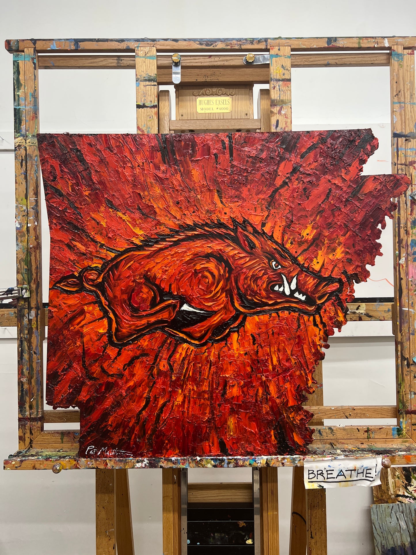 PRE-FOOTBALL SEASON SALE: "Razorback Red" Original Oil on Metal Plate 36" x 40"