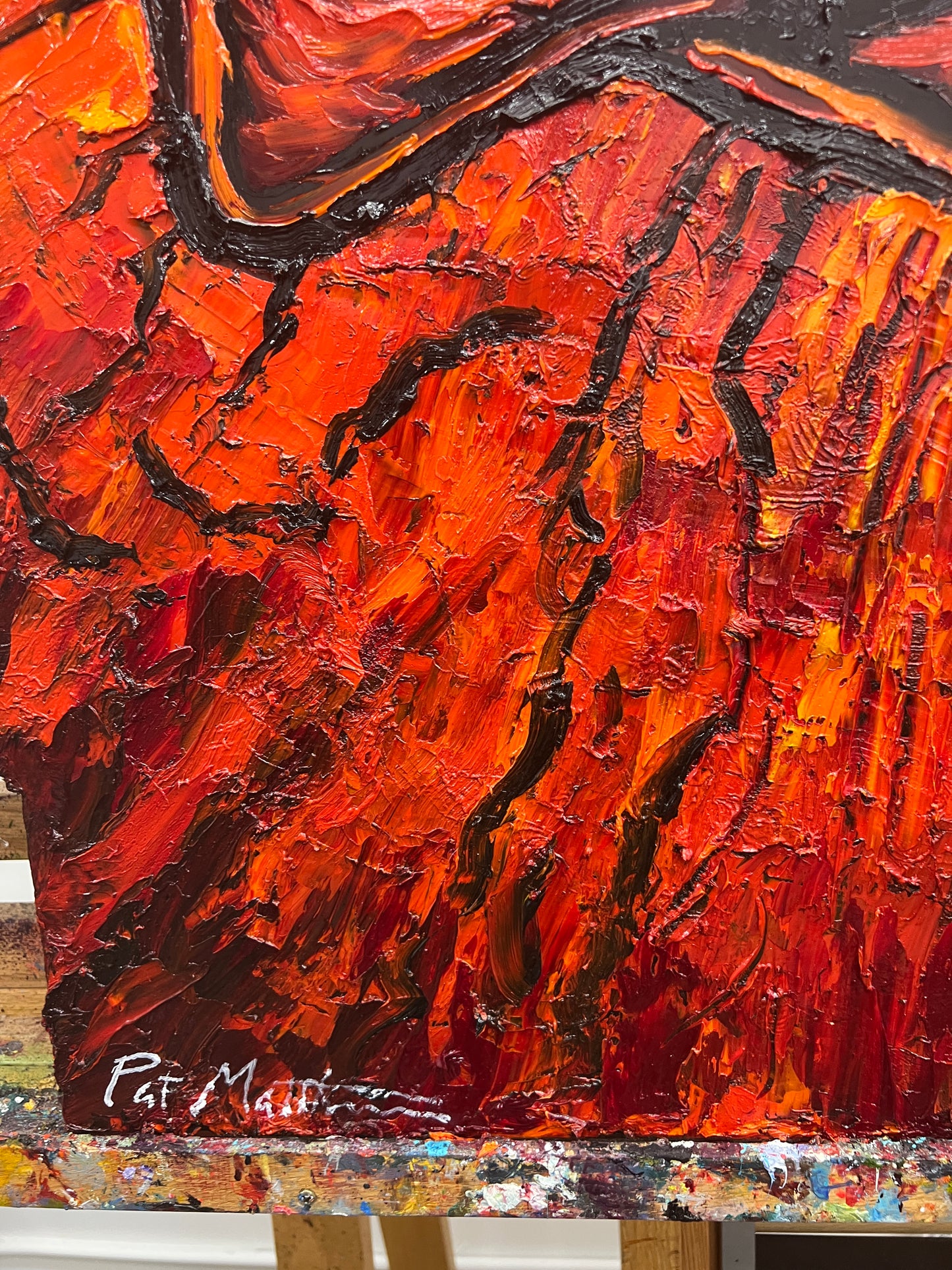 PRE-FOOTBALL SEASON SALE: "Razorback Red" Original Oil on Metal Plate 36" x 40"