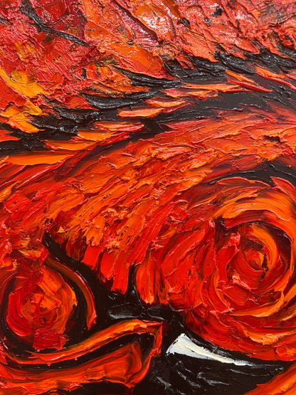 PRE-FOOTBALL SEASON SALE: "Razorback Red" Original Oil on Metal Plate 36" x 40"