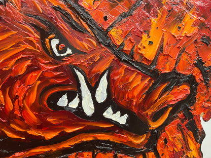 PRE-FOOTBALL SEASON SALE: "Razorback Red" Original Oil on Metal Plate 36" x 40"