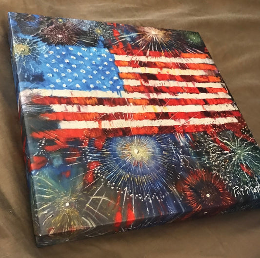 On sale for July 4th!!  12" x 12" Gallery Wrapped "CELEBRATE FREEDOM"