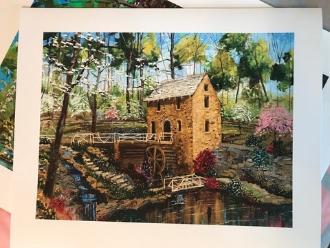 The Old Mill in Spring:  20" x 24" paper with a 16" x 20" image.