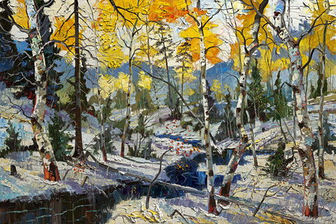 Archival Print on Canvas of Aspen Trees in Winter 004