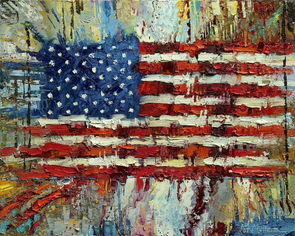 "Free Spirit" Archival Print on Canvas of The American Flag 018