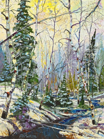 Archival Print on Stretched Canvas  Winter Scene with Aspens 040