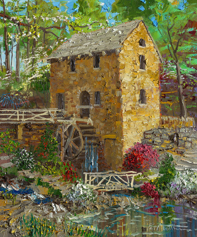 "Spring Colors at the Old Mill" on 24 x 18 Archival paper with 1.5" white border.  Archival Giclee Print, Signed and Numbered on 300 lb. Archival Paper.#061